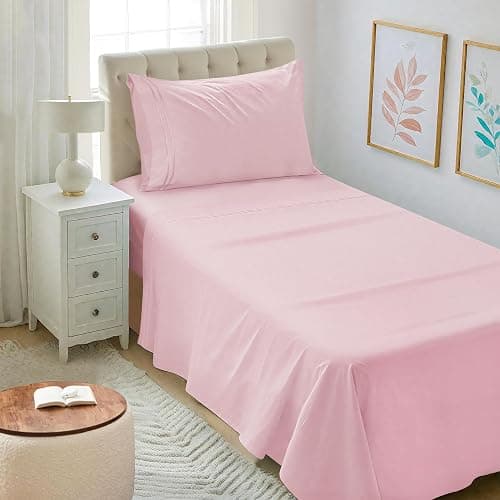 Mejoroom Twin XL Sheet Set - Hotel Luxury Microfiber Sheet & Pillowcase Sets Fits College Dorm Room Mattress - Soft, Breathable, Wrinkle & Fade Resistant - 3 Piece (Blush Pink) - Image 1