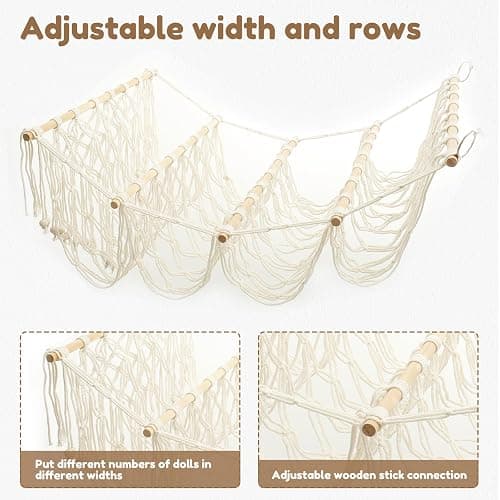 Sutowe 4-layer Versatile Plush Toy Storage Large Capacity Toy Organizer Safe Nursery Hanging Organizer Stable Stuffed Animals Holder for Kids Children Bedroom(Beige) thumbnail 3