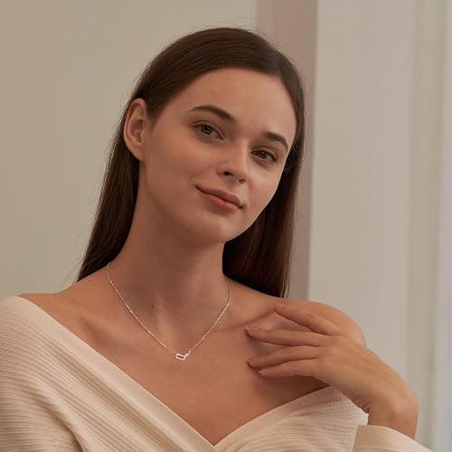 Freekiss Gold Pendant Necklace for Women, Dainty Diamond Necklaces for Women Simple 14K Gold Plated Paperclip Choker Necklaces Cute Minimalist Open Oval Necklaces Gold Jewelry for Women Gifts - Silver - CZ Paperclip-silver thumbnail 6