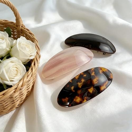 3PCS French Hair Barrettes for Women Large Acetate Ponytail Barrette Tortoise Shell Hair Barrettes Vintage No Slip Hair Accessories Gifts for Women Girls Thick Hair thumbnail 8