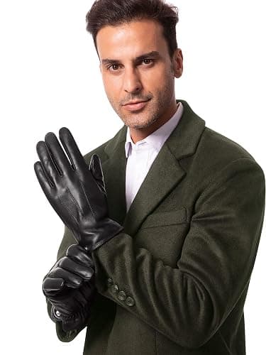 ROSYLINE Winter Gloves for Men Mens Leather Gloves Warm Winter Driving Gloves thumbnail 3