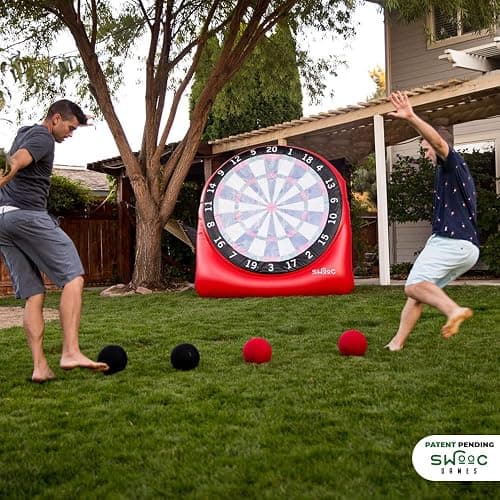 SWOOC Games - Premium Inflatable Giant Kick Darts (15+ Ways to Play) - Jumbo Soccer Dartboard w/Air Pump - Big Carnival Games - Giant Outdoor Games - Oversized Dart Board Yard & Lawn Game Kids & Adult thumbnail 2