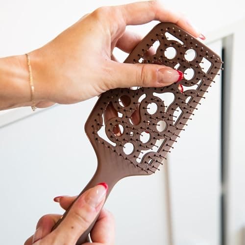 FRAMAR Professional Vented Hair Brush – Curved Hair Brush For Blow Drying, Wet Paddle Brush For Hair, Vent Brush For Blow Drying, Wet Hairbrush For Women – Heat Resistant – Chocolate thumbnail 7