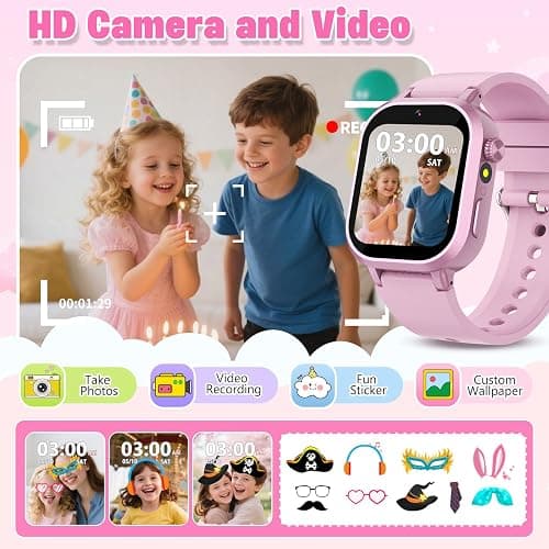 Wiszodet Kids Waterproof Smart Watch Girls Gift Age 3-12 with 39 Game HD Touch Screen Music Player Video Camera Pedometer Alarm Clock Birthday Gift for 6 7 8 9 Year Olds Pink thumbnail 4