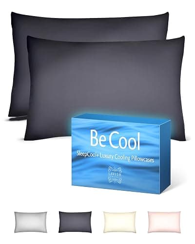 Lavish Comforts® Cooling Pillow Cases for Hot Sleepers – Cool, Ultra-Soft Pillow Cases for Acne & Frizz, Anti Acne Pillow Case, Antimicrobial, Alternative Silk Pillow Cases– Queen Dark Gray Set of 2 - Image 1