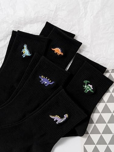 SHENHE Women's 5 Pairs Graphic Letter Print Running Mid Calf Crew Socks | Cute, Casual, Summer, Fall thumbnail 3