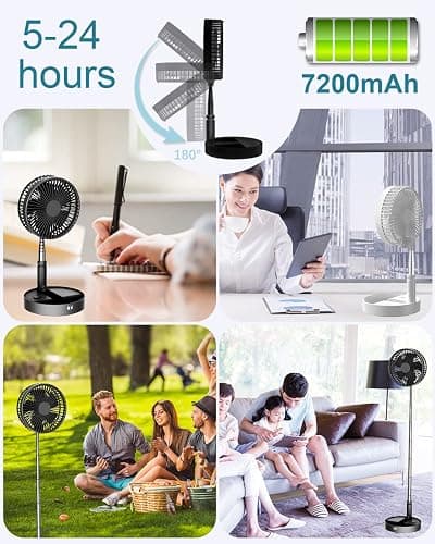 UN UNITEDTIME Desk and table fan, foldable Fan Portable Travel Fans Battery Operated,Adjustable Height My Foldaway fan with remote Control Timer, 4 Speed Settings (Pink) - Pink thumbnail 4