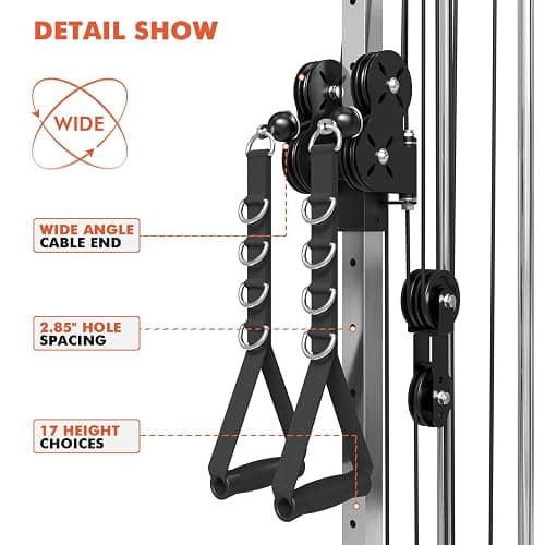 Mikolo Wall Mount Cable Station, Cable Crossover Machine with Dual Pulley System and 18 Adjustable Positions for Home Gym Fitness Equipment thumbnail 4