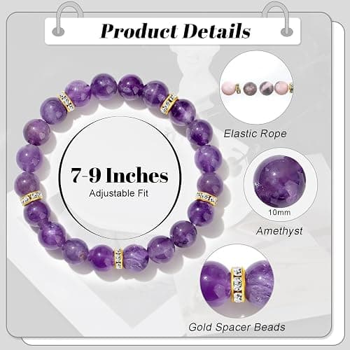 DUQGUHO Healing Bracelets for Women Anxiety Crystal Bracelet 10mm Stretch Stone Jewelry Crystal Gifts for Women thumbnail 4