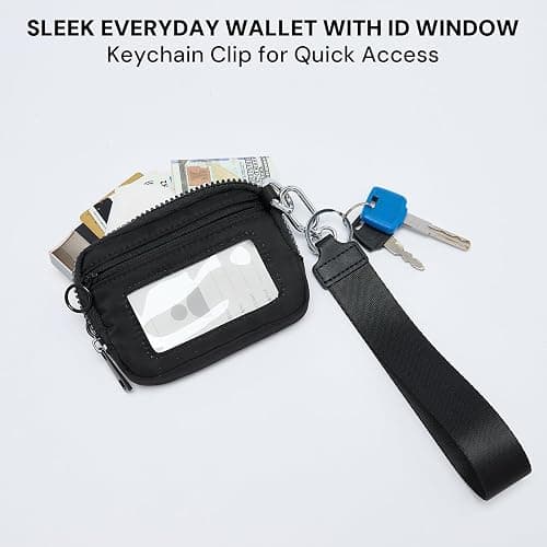 YDF The Iris Wallet for Women Mini Zip Card Case with Clear ID Window Zipper Coin Purse Lightweight Portable Keychain Wallet thumbnail 4