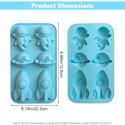 Ysqool Space Themed Silicone Mold, Astronaut Rocket Planet Fondant Mold, Chocolate Candy Molds, Epoxy Resin Soap Clay Mould for Baking Cake Decorating, Cupcake Toppers, Mousse, Gummy, DIY Crafts thumbnail 3