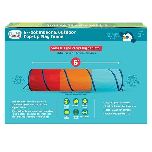 Chuckle & Roar - Pop Up Play Tunnel - Active Play for Toddlers - Preschool pop up Tent Companion - Ages 3 and up - Rainbow Tunnel thumbnail 3