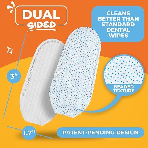 Paw Science Dog & Cat Teeth Cleaning Wipes - Dental Finger Wipes for Cats & Dogs - Pet Toothbrush & Tooth Brushing Kit - Effective Teeth Cleaner (Unscented) thumbnail 3