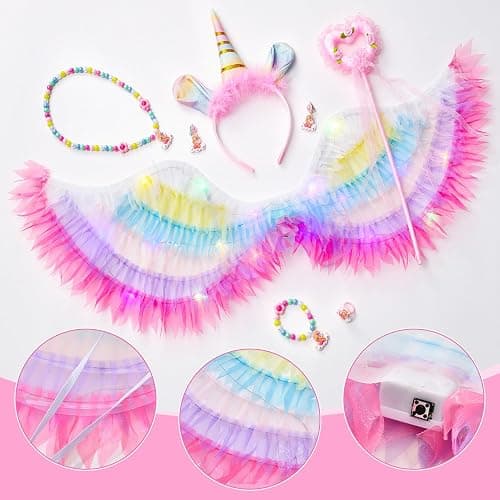 Latocos Girls Unicorn Dress Costume Toddler Light Up Princess Dress Up Clothes Unicorn Toys Halloween Birthday Gifts thumbnail 5