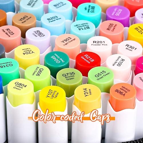 Caliart Alcohol Markers Brush Tip & Chisel, 101 Colors Dual Tip Art Markers for Adults Artists Sketch Illustration Coloring Book, Permanent Drawing Pen Set Art Supplies Christmas Gifts thumbnail 8