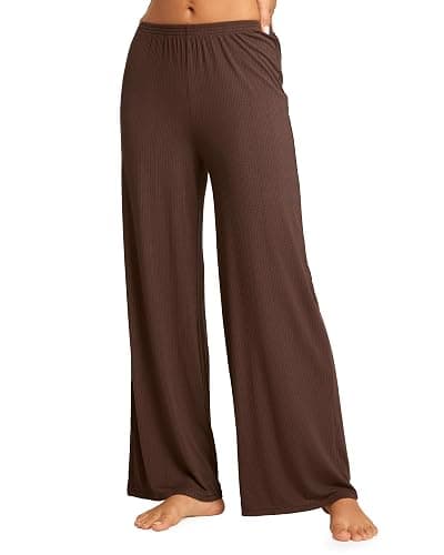 SOULVOR Natrelax Modal Ribbed Pajamas Pants | Semi Sheer Fabric, Inseams 27“ / 29" / 31”, Wide Leg, Lounge, Loose Fit, Casual Pj Bottom, Comfort Soft, Women's Sleepwear - Image 1