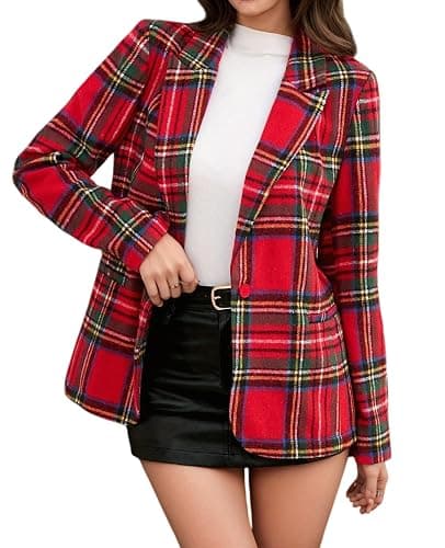MINTLIMIT Plaid Blazer Jacket for Womens Long Sleeve 2025 Work Office Blazer Lapel Button Work Formal Blazer Jackets - Image 1