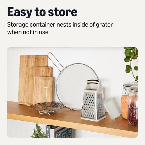 Amazon Basics 4-Sided Cheese Grater with Measurement Container, Stainless Steel, Dishwasher-Safe thumbnail 6