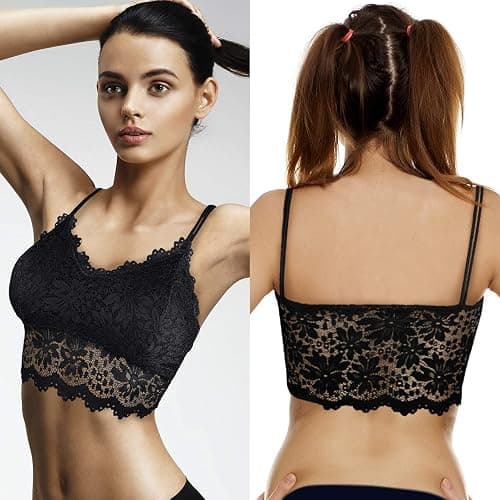 Duufin 5 Pcs Lace Bralettes for Women Bralette Padded Lace Bandeau Bra thumbnail 6