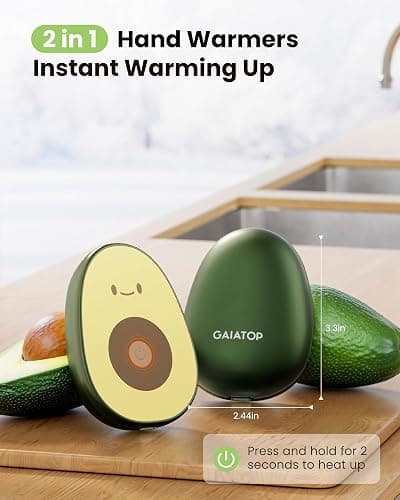 Hand Warmers Rechargeable 2 Pack, Magnetic 3 Settings Fast Heating Avocados Shape, Electric Portable Pocket Heater, Reusable Hot Hands Gifts for Women Men Outdoor Camping Hunting Golf thumbnail 2