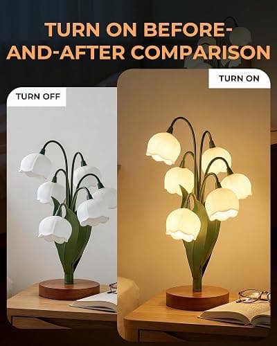 Flower Table Lamp, Vintage Lily Desk Lamp with 3 Color Modes, Cute Cottagecore Night Light for Bedroom, Bedside Table, Dorm, Aesthetic Home Decor, Mothers Day Gift for Mom, Birthday Gift for Women thumbnail 4