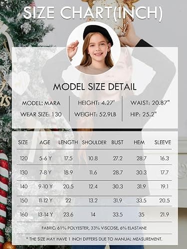 Haloumoning Girls Long Sleeve T Shirts Kids Fall Tops 5-14 Years | Crewneck, Basic Tees,Solid Color,Fashion Clothes thumbnail 6