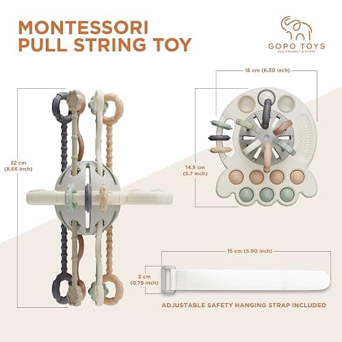 GOPO TOYS Baby Airplane Toys – Montessori Silicone Pull String Fidget for Babies 18 Months+ – Travel Toy for Plane, Car, and Stroller – Teether & Sensory Play thumbnail 2