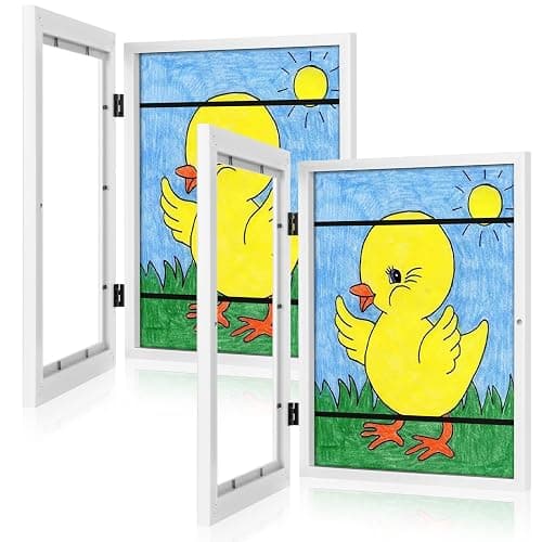 [2-Pack] Kids Art Frames, 8.5x11 Front Opening Kids Artwork Frames Changeable, White Artwork Display Storage Frame for Wall, Holds 50 Pcs, for 3D Picture, Crafts, Hanging Art, Portfolio - Image 1