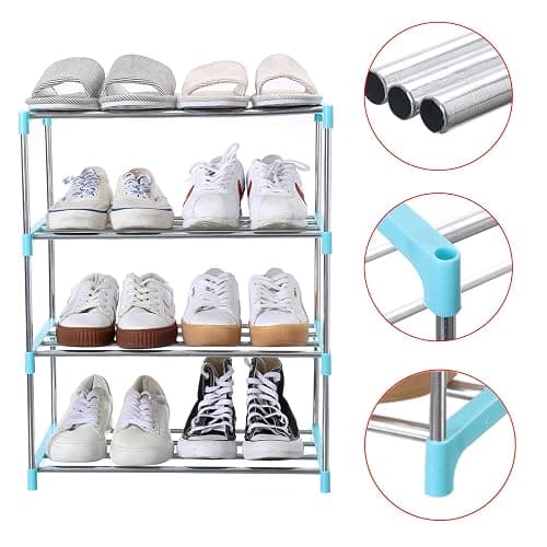 Jucaifu Stackable Small Shoe Rack, Entryway, Hallway and Closet Space Saving Storage and Organization (10-Tier, White) - 10-Tier - White thumbnail 6