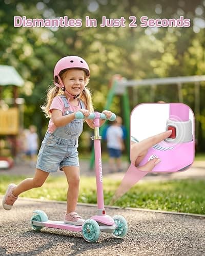Gotrax KS1 Kids Kick Scooter, 3 Wheels for Boys & Girls 2-8, Gifts | LED Light-Up Wheels, 3 Adjustable Handlebar, Easy Assembly, Lightweight, Wide Anti-Slip Deck, Lean to Steer, Max Load 110 lbs thumbnail 6