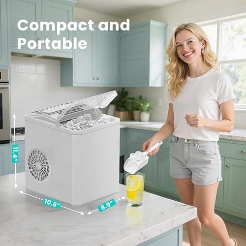 OLIXIS Nugget Ice Maker Machine, 26lbs in 24Hrs, 9 Ice Cubes in 6 Mins,Auto-Cleaning Portable Ice Maker with Basket and Scoop, Countertop Ice Maker for Home/Kitchen/Camping/RV, White - White thumbnail 3