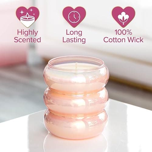 Paris Hilton Pink Spritz Scented Candle, Bubble Glass Vessel with Pink Iridescent Finish, Premium Plant Wax Blend, Cotton Wick, 18-Ounce thumbnail 7