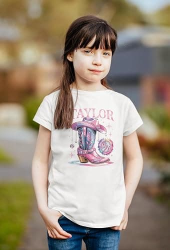 Varsany Taylor Outfit Disco Pink Cowgirl T Shirt – Taylor Music Top Clothes Girls, 2026 T-Shirt Kids Adult thumbnail 3