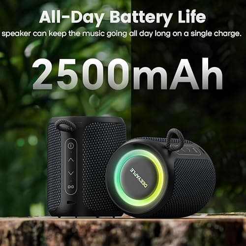 Bluetooth Speaker Wireless,IP67 Waterproof & Dustproof Portable Speaker with Lights,15W Loud Stereo Sound, 2500mAh Battery All Day Playtime, TWS Pairing, BT5.3, Home/Party/Outdoor/Beach (Blue Black) thumbnail 7