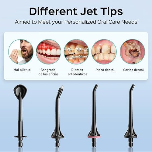 COSLUS Water Dental Flosser Pick for Teeth: 4 Modes Cordless Portable 300ML Larger Tank Water Teeth Cleaner IPX7 Waterproof Flossing Cleaning Picks for Home Travel Black C30(FC5360) thumbnail 9
