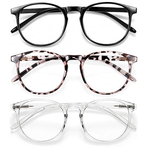 IBOANN Chic & Comfy Blue Light Glasses for Women - 3-Pack Round Frames, Screen-Ready Style with UV Protection Coating - Image 1