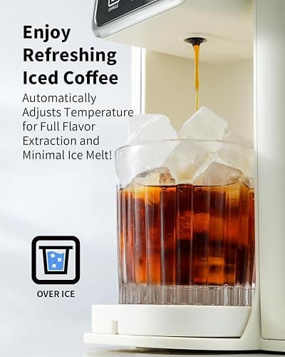 KIDISLE Hot & Iced Coffee Maker with Bold Setting, Single Serve Coffee Maker for K Cup and Grounds, 6-14 Oz Brew Sizes, 50 Oz Removable Water Tank, One Cup Coffee Machine with Reusable Filter, White thumbnail 3