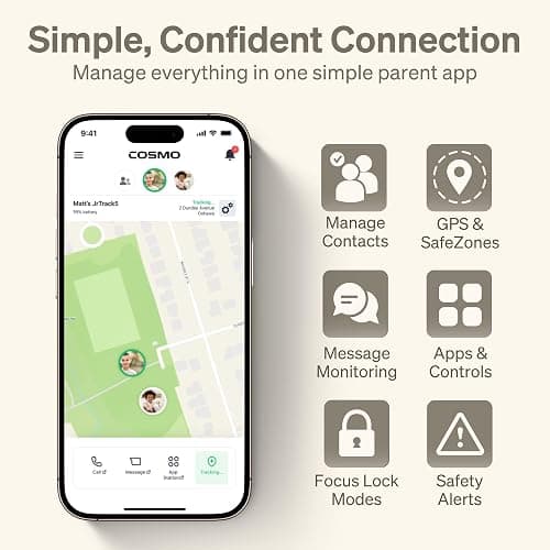 JrTrack 5 Kids Smart Watch by Cosmo | Best Kid-Safe Phone Watch | Precision Real-Time GPS Tracking | Call, Text, Activity, School Settings | Spotify Music | Parental Controls | SOS & Safety Alerts thumbnail 4