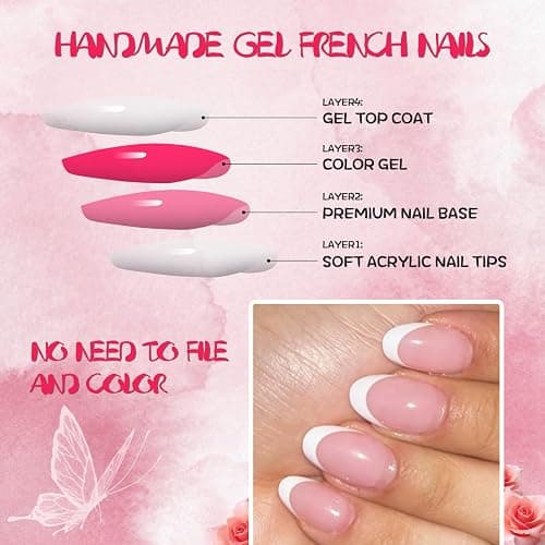 AddFavor French Tip Press on Nails Short Oval Fake Nails, 120pcs White French Tips Nails Press on Medium Almond False Acrylic Nails for Women and Girls thumbnail 4