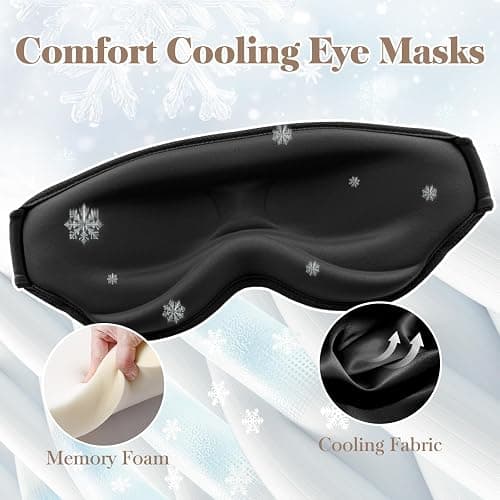 Fygrip 3D Cooling Eye Mask Sleep Mask for Men & Women, 100% Pressure-Free & Light Block-Out Eye Mask for Sleep with Easy Adjustable Strap, Night Eye Cover for Travel, Black - Black thumbnail 5