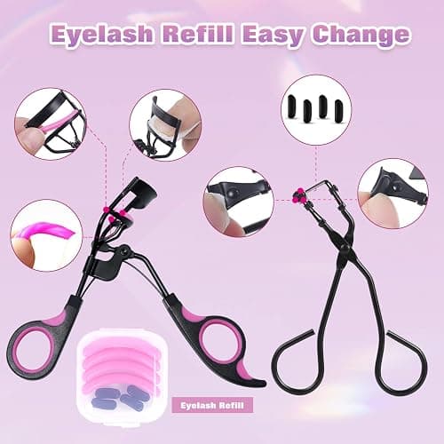 Eyelash Curler, MODUSKYE 7 in 1 Eyelashes Curler Eyebrow Tool with Replacement Refill Pads, Partial Lash Curler Eyes Makeup Tools Women Natural Lashes thumbnail 9