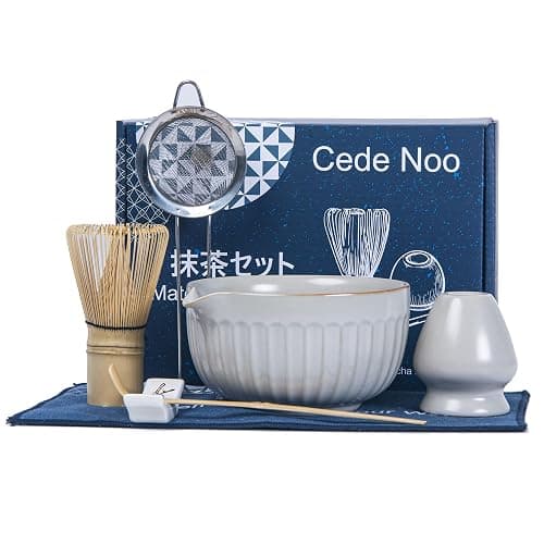 Matcha Whisk Set, Japanese Tea Ceremony Kit, 18oz Spout Bowl, Bamboo Whisk Scoop, Ceramic Holder Sifter Towel,7 pcs Matcha Tea Kit for Matcha Lovers, Christmas, Birthday Gift(White) thumbnail 4