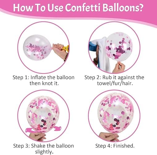 Paready Pink Balloon Set, 50 Pcs 12 Inch Metallic Pink Pastel Pearl Light Confetti Balloons Helium with Ribbon for Women Girls Wedding Bridal Baby Shower Princess Birthday Party Decorations thumbnail 7