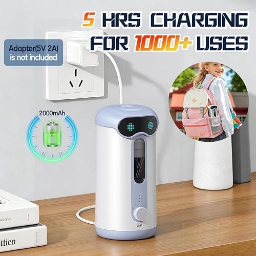 deli Electric Pencil Sharpener, Fully Automatic Pencil Sharpener for 7-11mm Colored/Jumbo Pencils, Auto in & Out, Rechargeable Hands-Free Pencil Sharpener for Classroom Home Office, Low Noise, Blue thumbnail 6