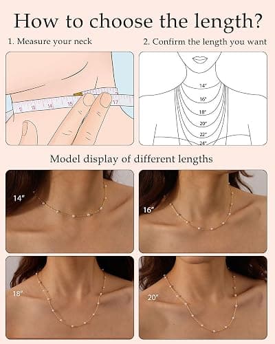 FUNEIA Dainty Pearl Necklace for Women 14K Gold Plated Faux Pearl Choker Necklaces Trendy White Silver Small Pearl Necklace Strand Wedding Prom Bridal Pearls Jewelry 14/16/18/20 Inches thumbnail 6