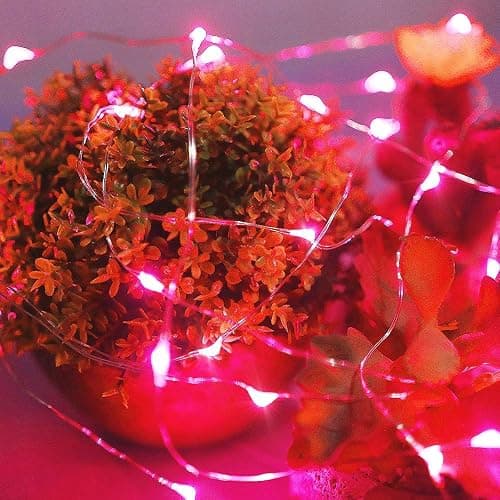 Ariceleo Led Fairy Lights Battery Operated, 1 Pack Mini Battery Powered Copper Wire Starry Fairy Lights for Bedroom, Christmas, Parties, Wedding, Centerpiece, Decoration (5m/16ft Red) thumbnail 5