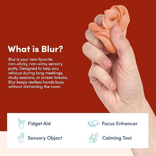 Blur Focus & Thinking Putty | Soft Airy Sensory Fidget Putty for Teens and Adults | Non-Sticky and Stress Relief Toy for Office and Meetings | Clementine thumbnail 3