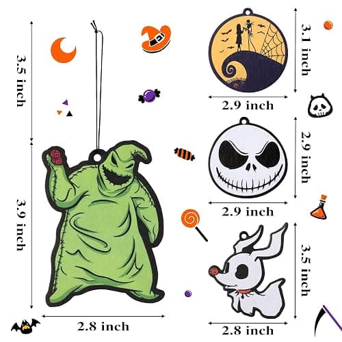 AccontOche 4Pcs Nightmare Sally Theme Car Air Freshener Hanging Fragrance Chips Zombie Bride Ghost Rearview Mirror Pendant Essential Oil Diffuser Hanging Scent Car Accessories Decor thumbnail 3