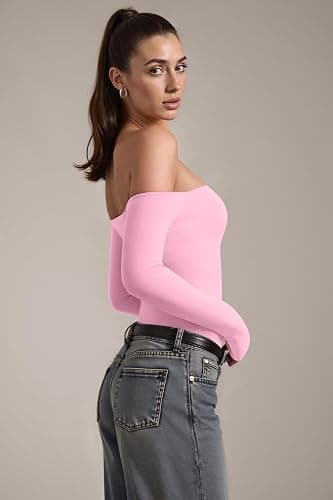 OQQ Bodysuits Womens Off-Shoulder Long Sleeve thumbnail 3