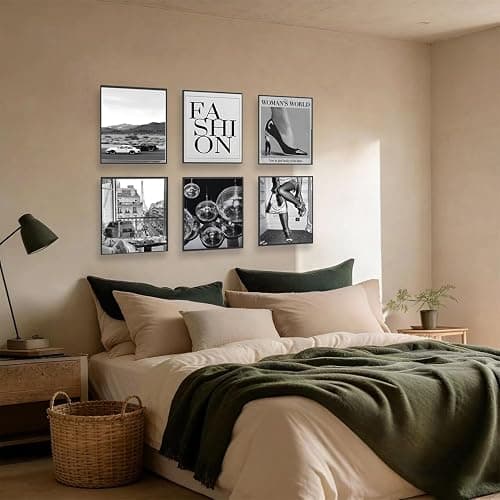 Liacxony Vintage Black and White Trendy Wall Art Fashion Feminist Decor Disco Ball Fast Cars Parisian Vintage Posters for Apartment, Bedroom & Dorm Room 8x10 inch Unframed thumbnail 5